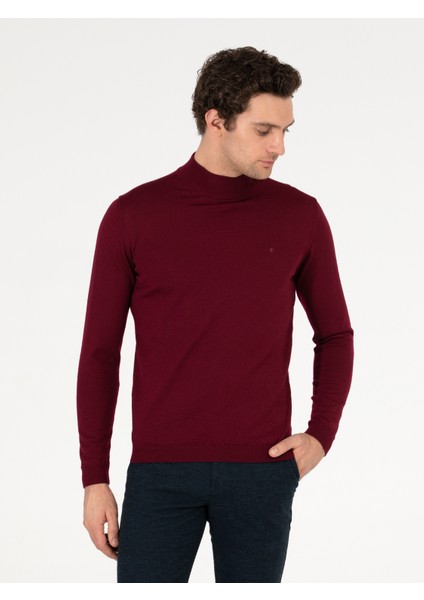 Erkek Bordo Regular Fit Yarım Balıkçı Basic Triko Kazak 50257265-VR014 fiyatları