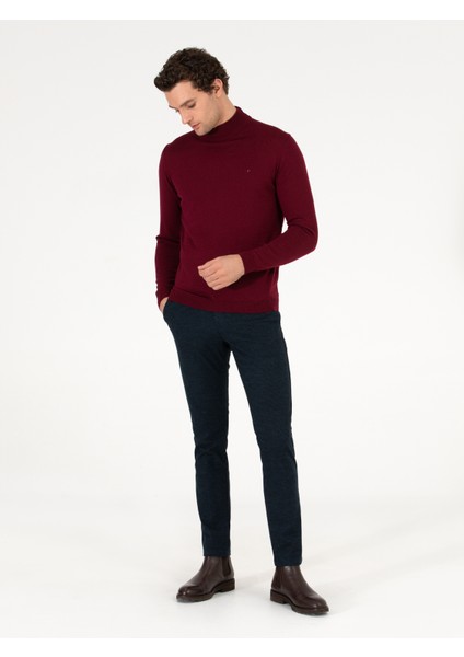 Erkek Bordo Regular Fit Yarım Balıkçı Basic Triko Kazak 50257265-VR014 modelleri