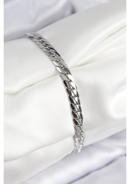 316L Çelik Ezme Zincir Model Gümüş Renk Kadın Bileklik - PRT3500EB08568