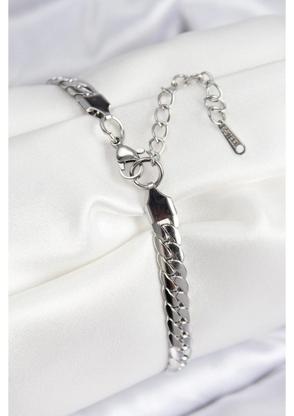 316L Çelik Ezme Zincir Model Gümüş Renk Kadın Bileklik - PRT3500EB08568 fiyatları