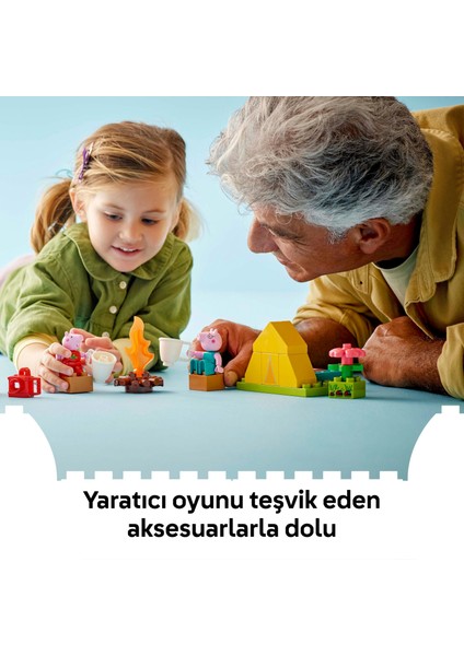 ® DUPLO® Town Peppa Pig Kamp Gezisi 10452 - 2 Yaş ve Üzeri Çocukları için Çadır ve 2 Figür İçeren Eğitici Oyuncak Yapım Seti (32P)