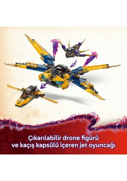 ® NINJAGO® Ras ve Arin'in Süper Fırtına Jeti 71833 - 8 Yaş & Üzeri Çocuklar için Yaratıcı Oyuncak Yapım Seti (510 Parça)