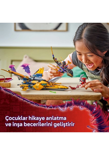 ® NINJAGO® Ras ve Arin'in Süper Fırtına Jeti 71833 - 8 Yaş & Üzeri Çocuklar için Yaratıcı Oyuncak Yapım Seti (510 Parça)
