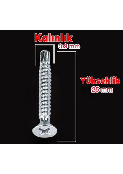 3,9X25 mm Yhb Matkap Uçlu Metal Sac Vidası 200 Adet fiyatları