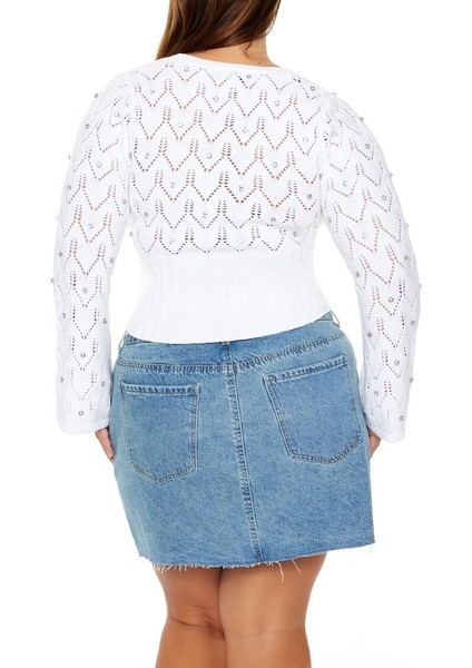 Plus Size Taş Detaylı Kazak modelleri