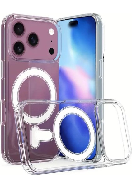 Iphone 17 Pro Uyumlu Şeffaf Magsafe Köşe Darbe Emici Telefon Kılıfı