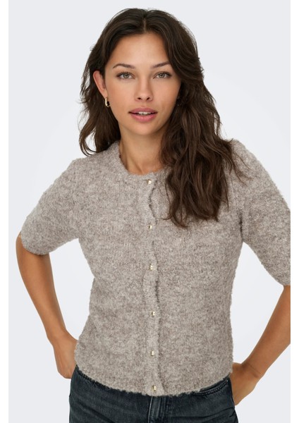 Kadın Onlcılle Kısa Kollu Yünlü Örme Hırka 15350782 Vizon