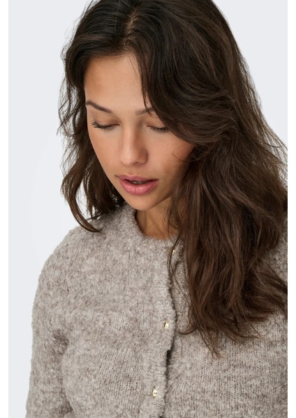 Kadın Onlcılle Kısa Kollu Yünlü Örme Hırka 15350782 Vizon fiyatları