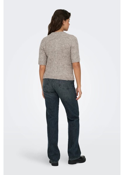 Kadın Onlcılle Kısa Kollu Yünlü Örme Hırka 15350782 Vizon indirimleri