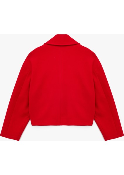 Düğmeli Cepli Uzun Kollu Kruvaze Crop Kaşe Ceket fırsatları