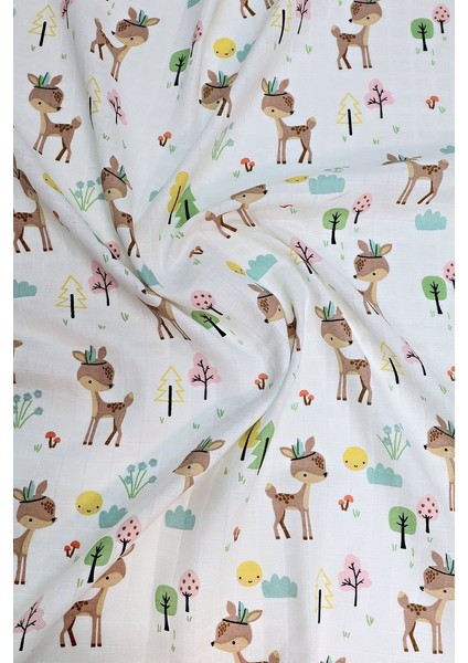 Çift Taraflı Müslin Battaniye 120X180 Minicik Geyik Bahçesi indirimleri