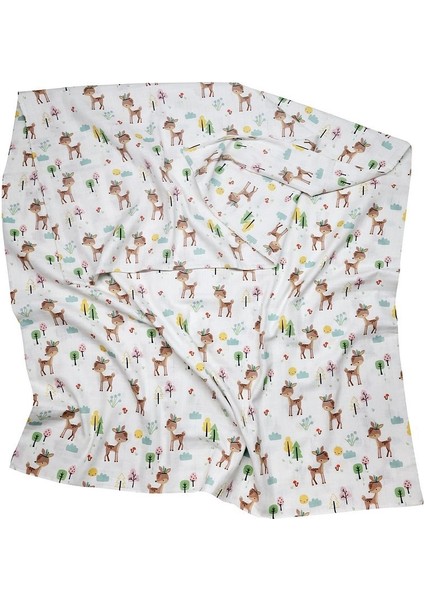 Çift Taraflı Müslin Battaniye 120X180 Minicik Geyik Bahçesi