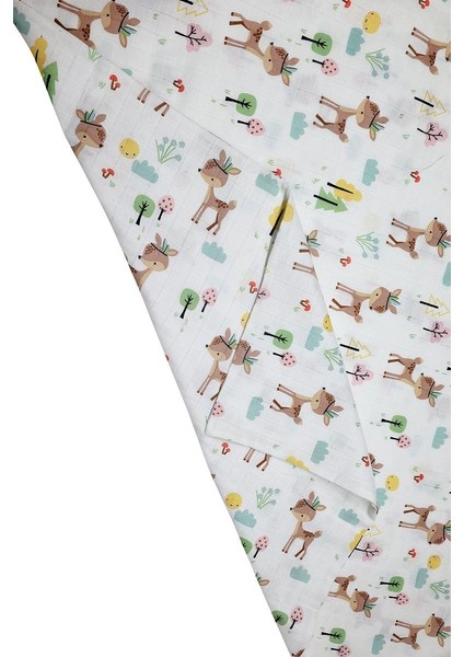 Çift Taraflı Müslin Battaniye 120X180 Minicik Geyik Bahçesi