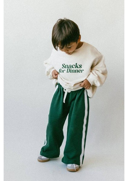 Unisex Çocuk Baskılı 3 Iplik Pamuklu Kumaş Alt Üst Takım