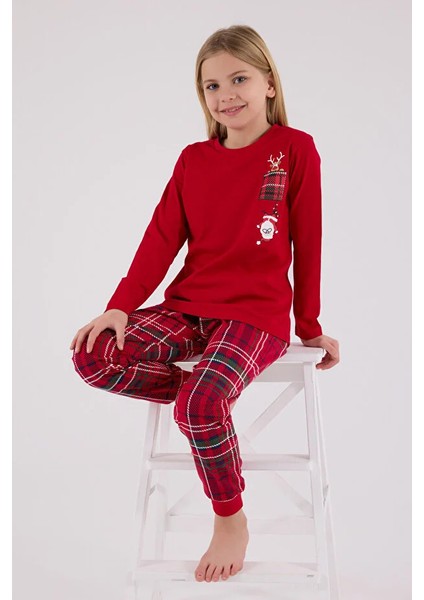 Yılbaşı Temalı Uzun Kol Kız Çocuk Pijama Takım 3512 fiyatları
