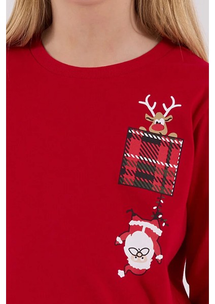 Yılbaşı Temalı Uzun Kol Kız Çocuk Pijama Takım 3512 fırsatları