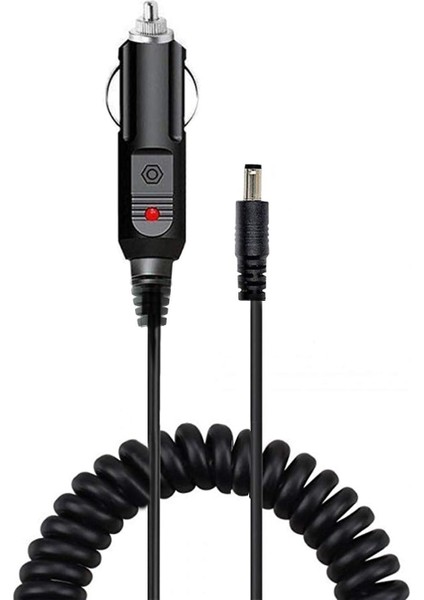 12V 2A Spiral Kablolu Çakmak Şarj Aleti 5.5x2.5mm Uçlu Sigortalı Çok Amaçlı Oto Çakmak Adaptörü
