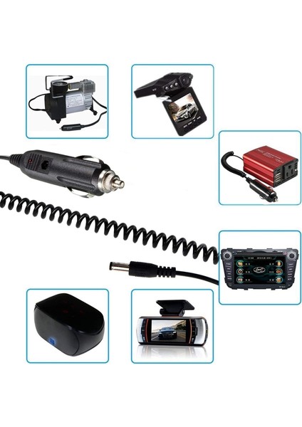 12V 2A Spiral Kablolu Çakmak Şarj Aleti 5.5x2.5mm Uçlu Sigortalı Çok Amaçlı Oto Çakmak Adaptörü fırsatları