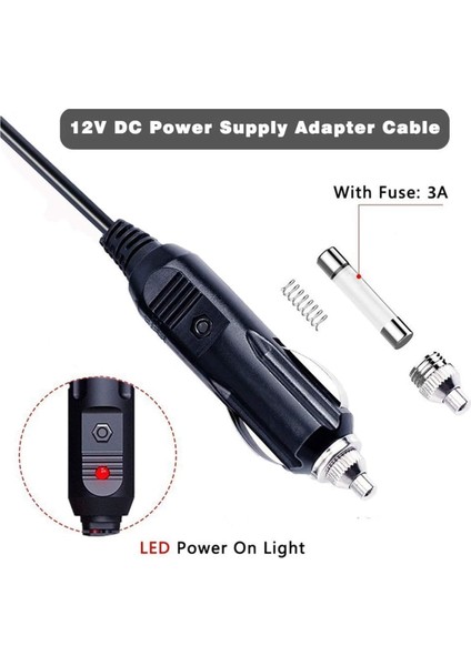 12V 2A Spiral Kablolu Çakmak Şarj Aleti 5.5x2.5mm Uçlu Sigortalı Çok Amaçlı Oto Çakmak Adaptörü indirimleri