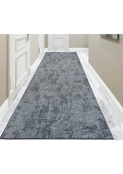 Kaymaz Tabanlı Peluş Keçe Kaplı Klasik Desenli Yer Paspası Salon ve Mutfak Kullanımına Uygun Nevra Assos Gri indirimleri