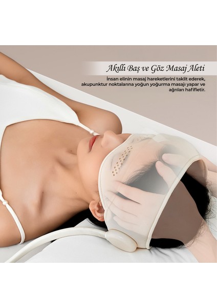 Sıkmalı Ovmalı Isıtmalı Kafa Masaj Cihazı Şarjlı Akıllı Yoğurma Baş ve Göz Masaj Aleti