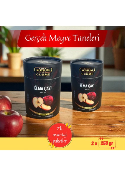 Amasya Elma Çayı 250 gr (2'li Paket 500 Gr) Bitki Çayı,gerçek Meyve Taneli Silindir