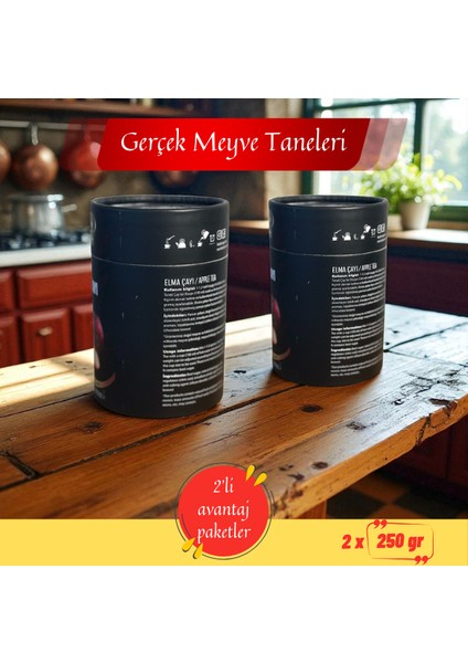 Amasya Elma Çayı 250 gr (2'li Paket 500 Gr) Bitki Çayı,gerçek Meyve Taneli Silindir modelleri
