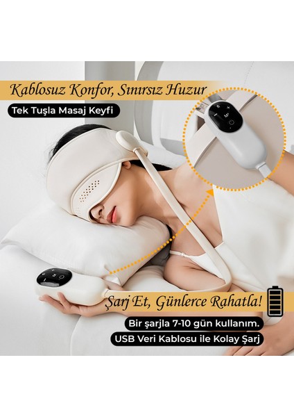 Sıkmalı Ovmalı Isıtmalı Kafa Masaj Cihazı Şarjlı Akıllı Yoğurma Baş ve Göz Masaj Aleti indirimleri