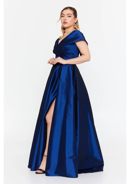 Kadın Düşük Omuz Derin Yırtmaçlı Maxi Abiye Elbise 8363 Saks fiyatları