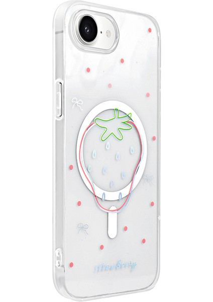 iPhone 16E Kılıf M-Safe Şarj Özellikli Şeffaf Zore Folk Sert Kapak - Papatya indirimleri