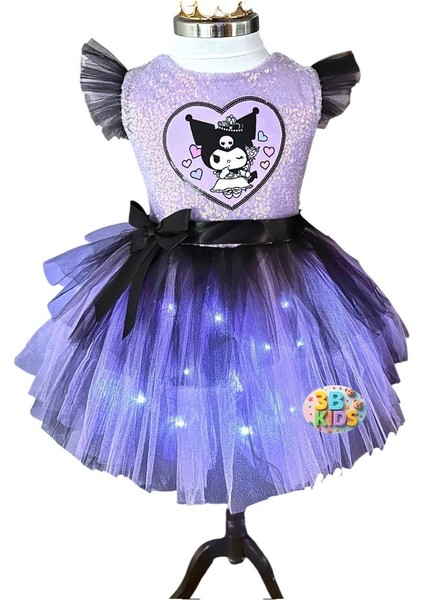 Kuromi Işıklı Elbise Kostüm Kuromi Ta. Kuromi Bubble Saç Kuromi Eldiven Doğum Günü Parti Seti modelleri