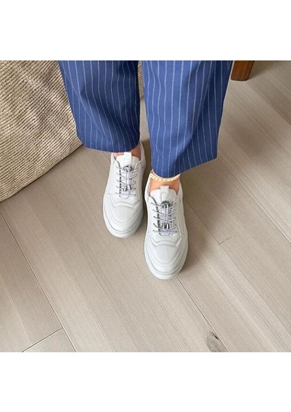 Taş Rengi Hakiki Deri Lastik Bağlı Kadın Günlük Rahat Spor Ayakkabı fırsatları