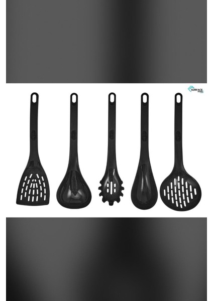 Siyah Renkli 5'li Plastik Kepçe Seti, Pratik ve Dayanıklı Mutfak Aksesuarları fiyatları