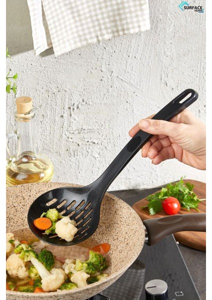 Siyah Renkli 5'li Plastik Kepçe Seti, Pratik ve Dayanıklı Mutfak Aksesuarları