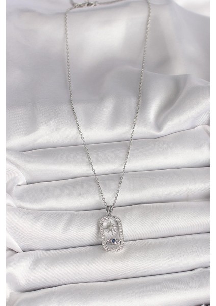 316L Çelik Gümüş Renk Zincir Zirkon Taşlı Göz Yıldız Model Kadın Kolye - PRT3500EB04541 fiyatları
