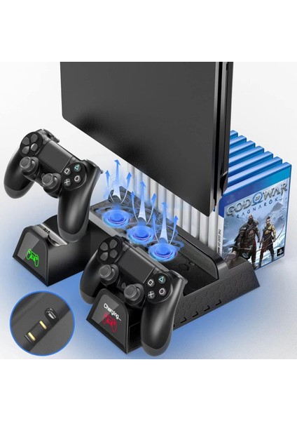 Ps4 Slim 3 Fanlı Soğutucu Stand + Çift Şarj Dock – TP4-882C