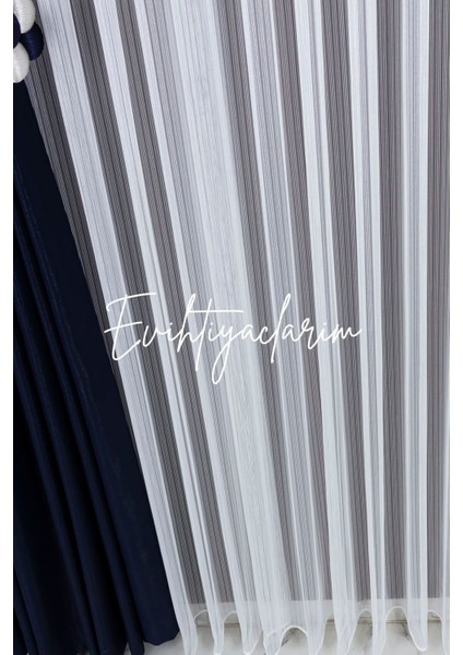 Sıralı Çelik Keten Salon ve Misafir Odalarına Uygun 1/2 Seyrek Pileli Ütü Istemeyen Tül Perde