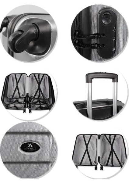 Ruby Seri Kabin Boy ABS Valiz 57x34x25 cm Darbeye Dayanıklı 360° Döner Tekerlekli Şifreli Kilit