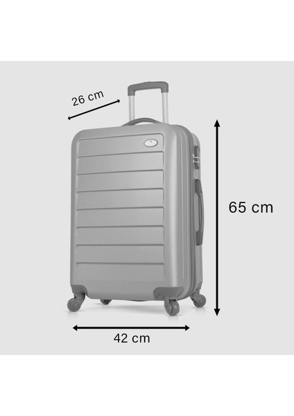 Ruby Orta Boy Valiz 65x44x26 cm ABS Darbeye Dayanıklı 360° Döner Tekerlekli Şifreli Kilit Gri fırsatları