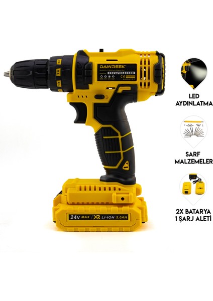 Darbeli Vidalama Seti 24V Şarjlı Akü ve Taşıma Çantası ile Kullanıma Hazır