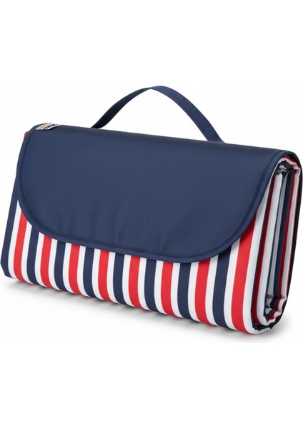 Piknik Örtüsü, Çanta Kamp Matı, Plaj, Kamp, Park Çim, Seyahat 200X150CM - Kırmızı Çizgili