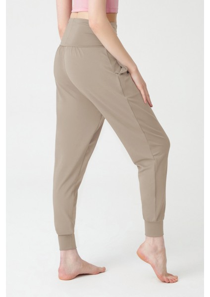 Vizon Beli Lastikli Şalvar Görünümlü Harem Pantolon Yoga Joggers fiyatları