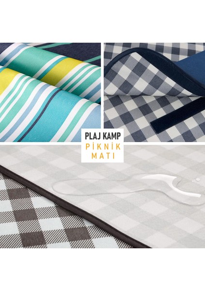 Piknik Örtüsü, Çanta Kamp Matı, Plaj, Kamp, Park Çim, Seyahat 200X150CM - Kırmızı Çizgili