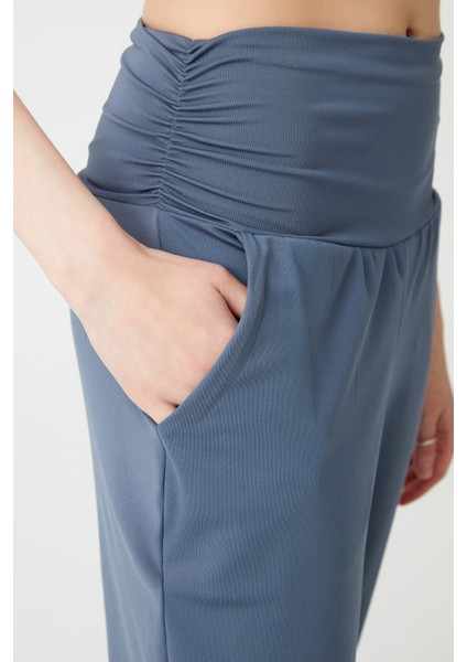 Antrasit Beli Lastikli Şalvar Görünümlü Eşofman Altı modelleri