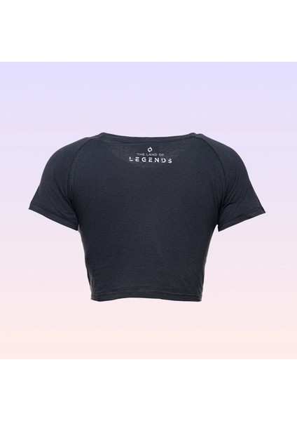 Genç Mutant Ninja Kaplumbağalar Leonardo Turtle Power Baskılı Bisiklet Yaka Gri Kadın Crop Tişört fiyatları