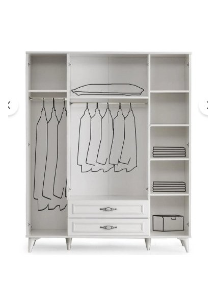 Bera Ceviz - Beyaz 4 Kapılı Tuğçe Dolap fiyatları