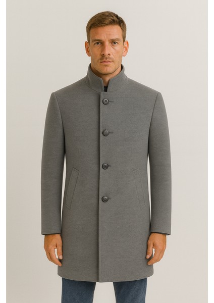 Bertolucci Dik Yaka Fit Kalıp Fileto Cepli Erkek Kaşe Kaban - Füme fiyatları