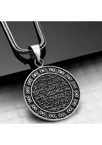 Ayetel Kursi Muskalık ve Çevşen 925 Ayar Gümüş Erkek Kolye