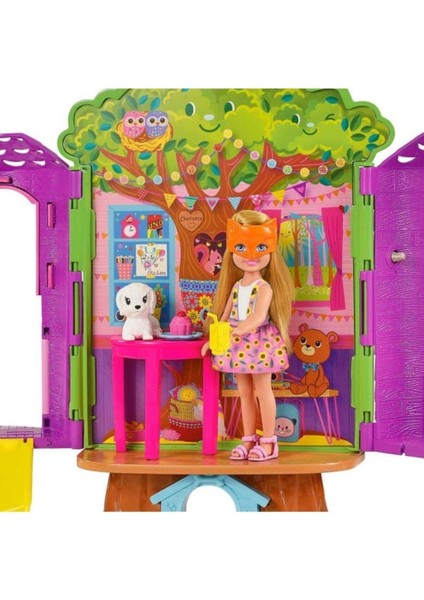 Chelsea Ağaç Evi Oyun Seti 10 Parça Pembe Sarı Çiçek Desenli Kız Çocuk Hediyelik
