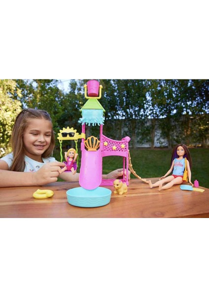 Skipper Su Parkı Eğlencesi Oyun Seti Pembe Yıldız Desenli 1 Bebek ve Tam Aksesuar Seti